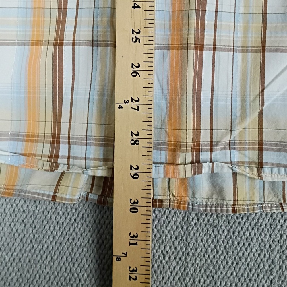 Resistol University‎ Pearl Snap Shirt Mens L Orange Plaid Western Cowboy Cotton - Picture 8 of 12